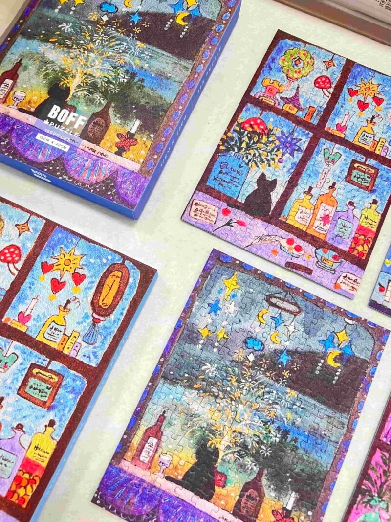 Boff 165pcs Puzzle-Travelling Black Cat (5) Boff Travelling Cat Puzzle-165pcs-Raining