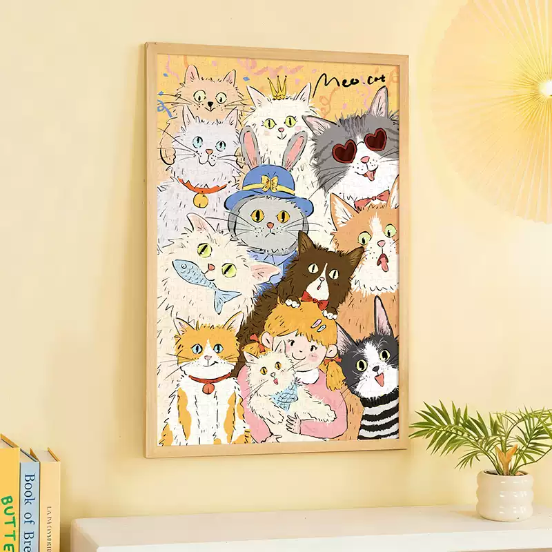 Momibook-Meow (1) Momibook-1000 Piece Jigsaw Puzzle-Meow(Flocked Finish)