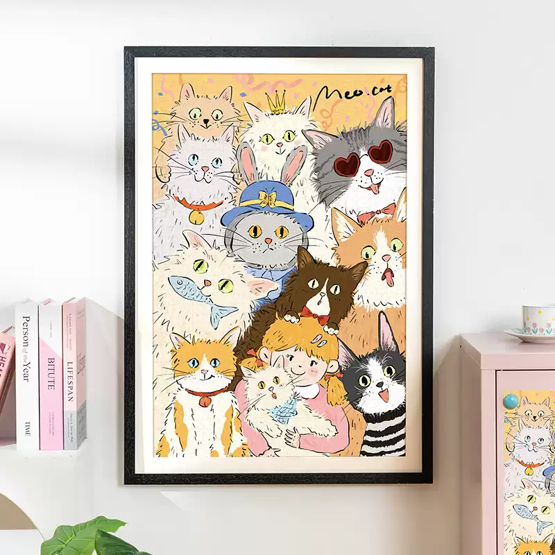 Momibook-Meow (2) Momibook-1000 Piece Jigsaw Puzzle-Meow(Flocked Finish)