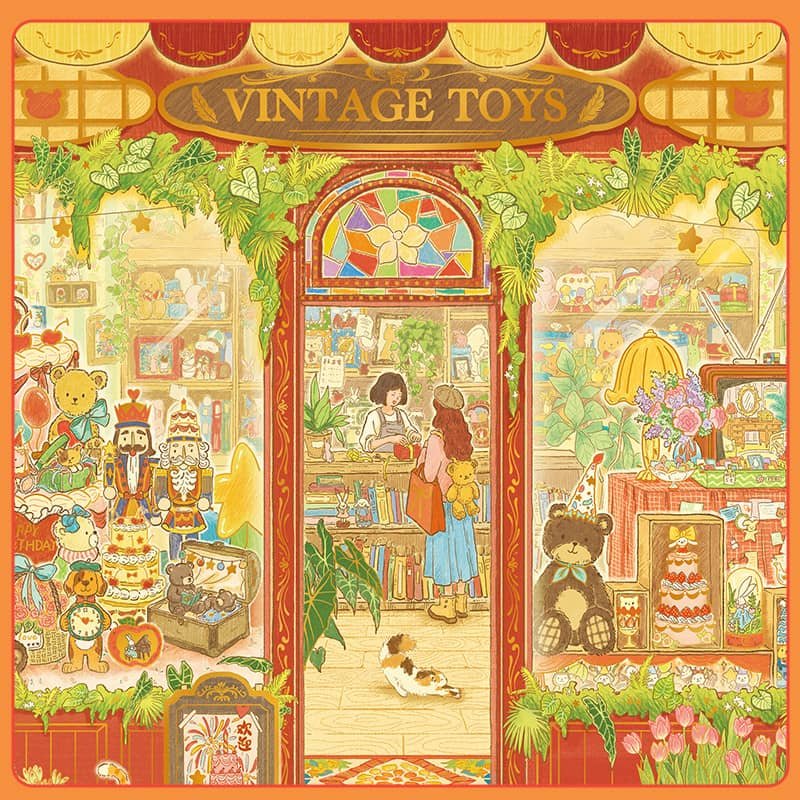 Momibook-1000 Piece Jigsaw Puzzle-Vintage Toys(Gold Foil)