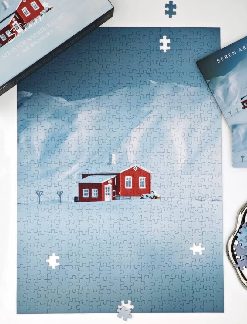 Seren Art-500 Piece Puzzle-Iceland · Red Cottage in the Snow