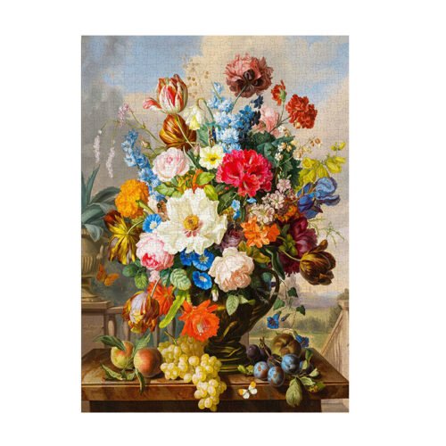 Still Life with Flowers and Fruit Discontinued-Bayby Fabric-Finish Puzzle with Resin Core-Still Life with Flowers and Fruit-1000pcs