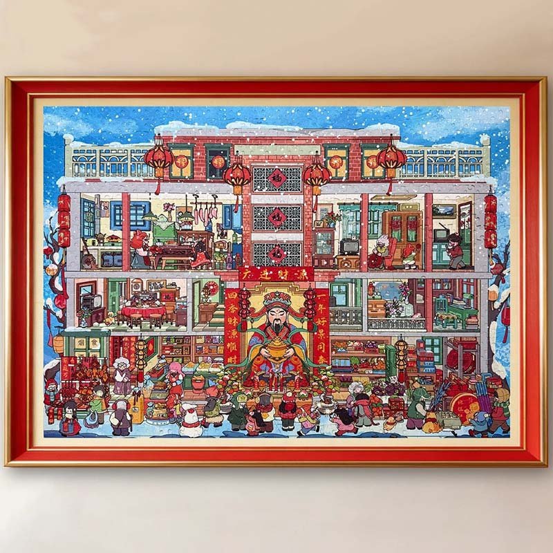 TuTuDingDang-Double-sided Puzzle 1000 Piece-New Year Street