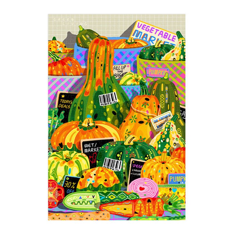 3djp/Pintoo-504pcs Jigsaw Puzzles-Colorful Pumpkin