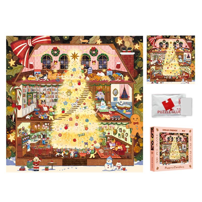 Dream Friends-500 Jigsaw Puzzle-Puppie's Christmas
