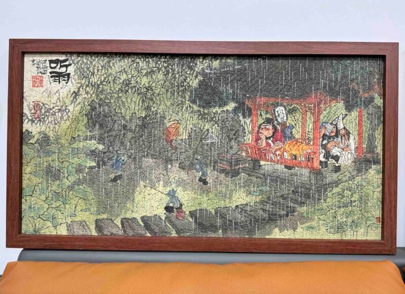 Kessing-1000pcs Irregular Cut Jigsaw Puzzle-Zhong Kui Listening to the Rain