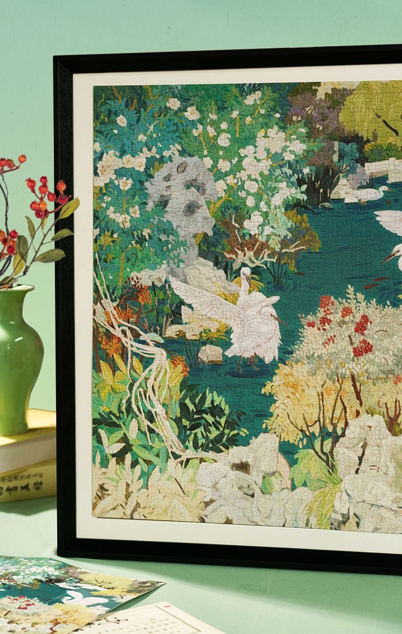 Momibook-Egrets Resting on Azure Waves-1024 Piece Jigsaw Puzzle