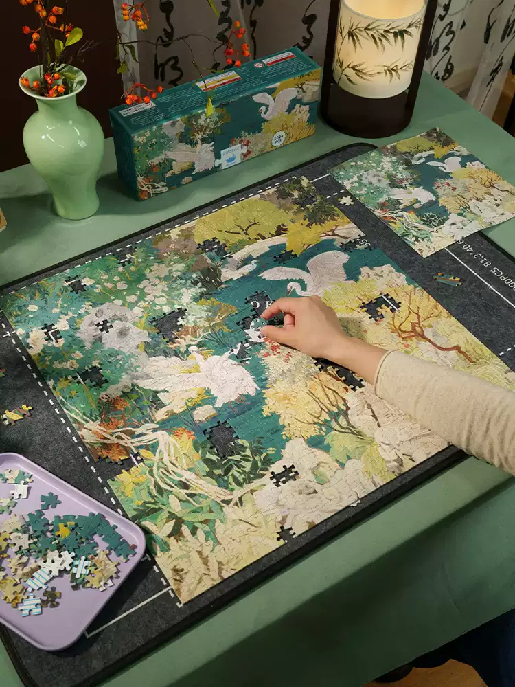 Momibook-Egrets Resting on Azure Waves-1024 Piece Jigsaw Puzzle