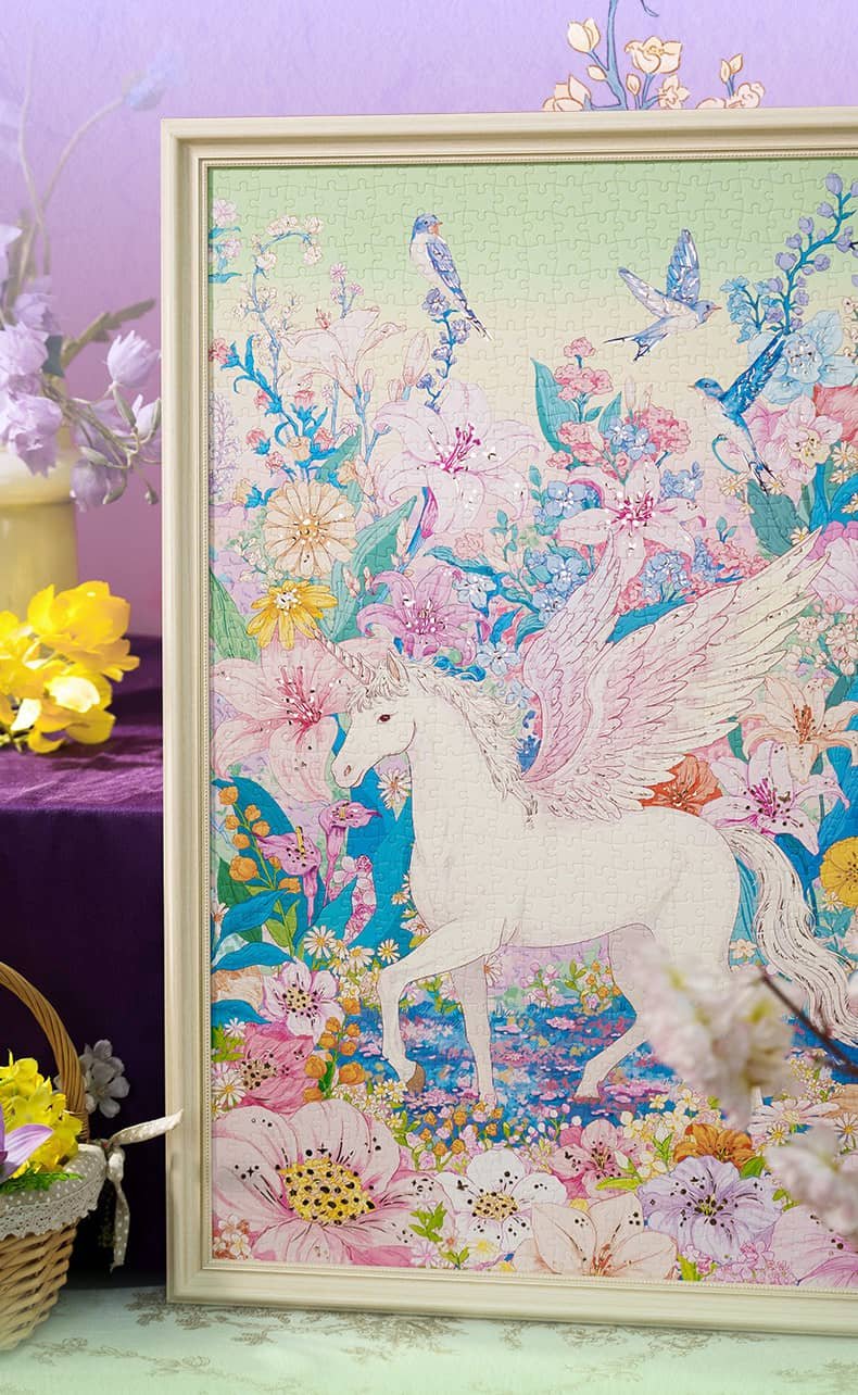 Momibook-Floral Auspicious Beasts(Gold Foil)-1000 Piece Jigsaw Puzzle