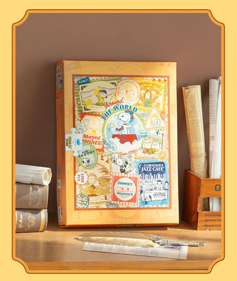 Momibook-1000 Piece Resin Jigsaw Puzzle-Snoopy Around the World