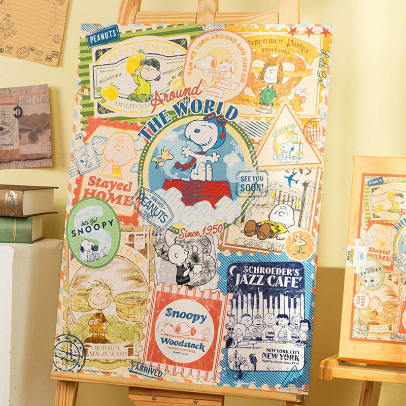 Momibook-1000 Piece Resin Jigsaw Puzzle-Snoopy Around the World