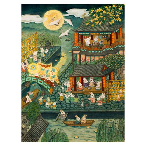 3djp/Pintoo-1200pcs Plastic Jigsaw Puzzles-Moon Gazing in the Garden Stroll