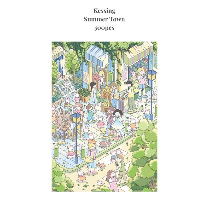 Summer Town Puzzle (Freeshipping from USA)1000 Piece Jigsaw Puzzles for Adults-Adorable Animal Series, Premium Non-AI Art