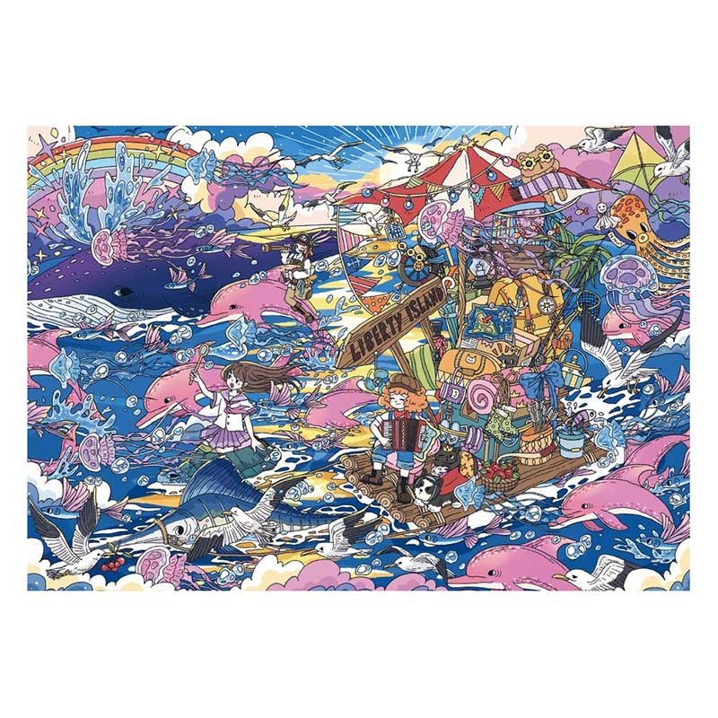 TuTuDingDang-500pcs Puzzle-The Girl's Escape-Sail To Liberty Island