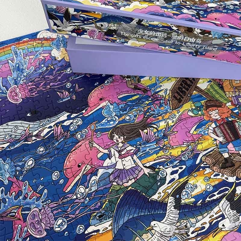 TuTuDingDang-500pcs Puzzle-The Girl's Escape-Sail To Liberty Island
