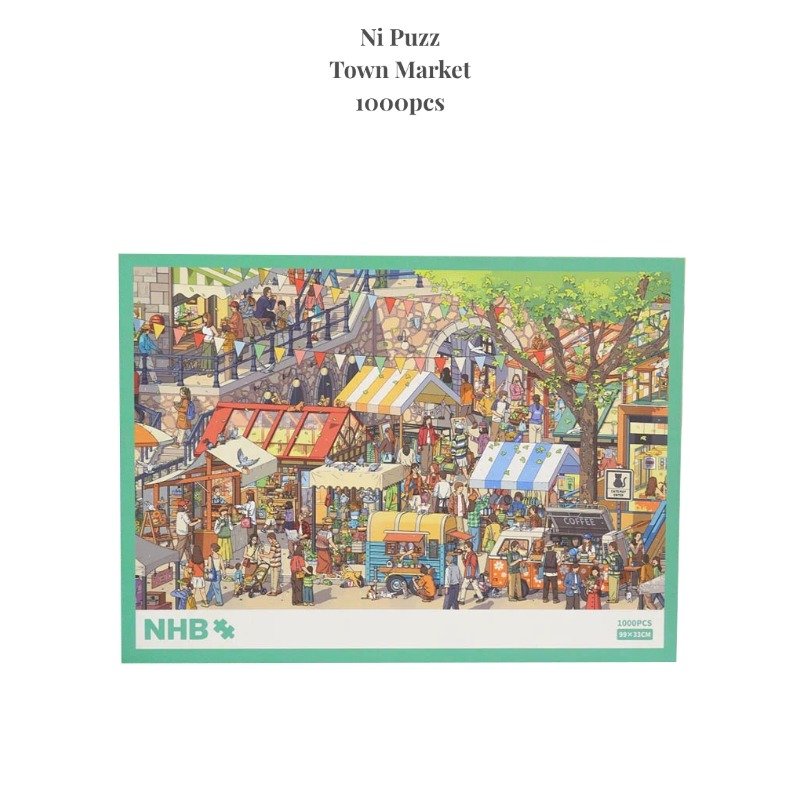 Town Market Puzzle (Freeshipping from USA)1000 Piece Jigsaw Puzzles for Adults-Adorable Animal Series, Premium Non-AI Art