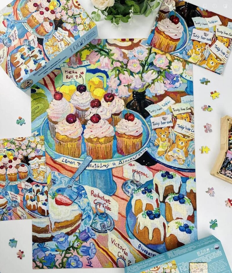 Hourglass Puzzle-Bluebell Flowers and Little Cake-1000pcs Jigsaw Puzzle