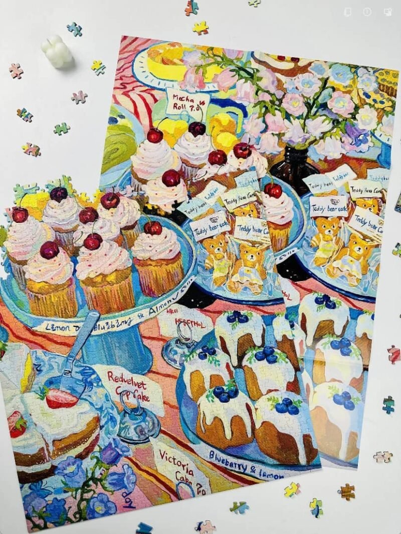 Hourglass Puzzle-Bluebell Flowers and Little Cake-1000pcs Jigsaw Puzzle