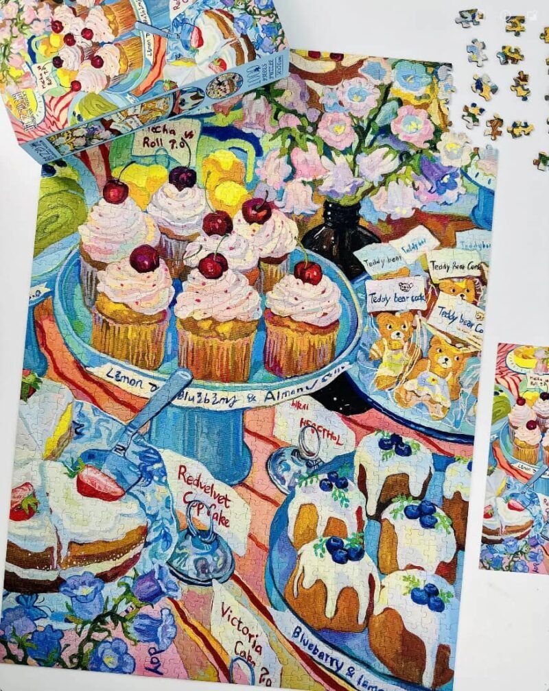 Hourglass Puzzle-Bluebell Flowers and Little Cake-1000pcs Jigsaw Puzzle