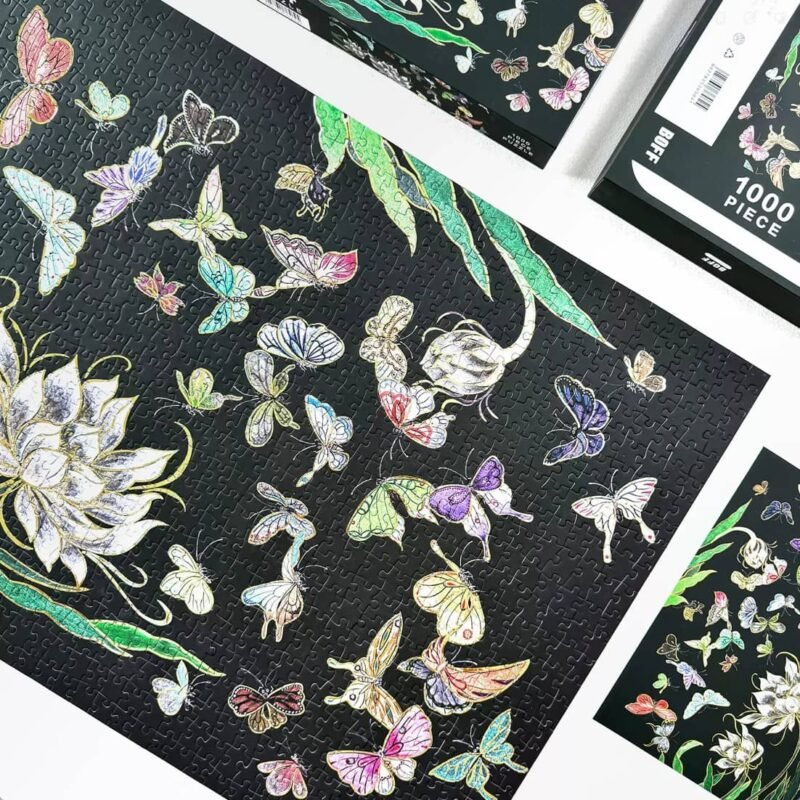 Boff-1000pcs Jigsaw Puzzle-Night-blooming Cereus and Butterflies(Gold Foil)