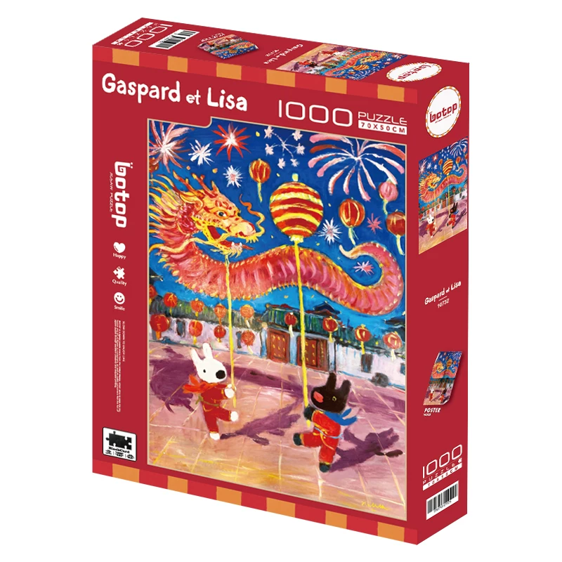 Discontinued-Botop-1000pcs Jigsaw Puzzle-Gaspard et Lisa-New Year