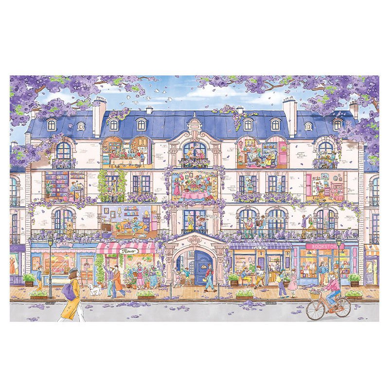 Momibook-1000 Piece Jigsaw Puzzle-Purple Street(Scented with Cherry Blossoms)