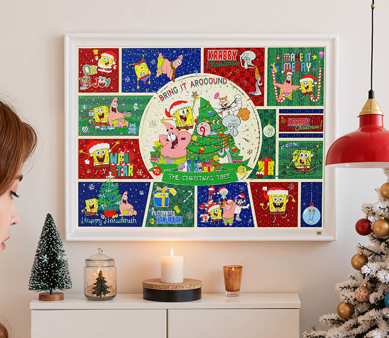 Toi-1000pcs Jigsaw Puzzle-Sponge Bob Starlight Crystal Ball(Silver Foil)