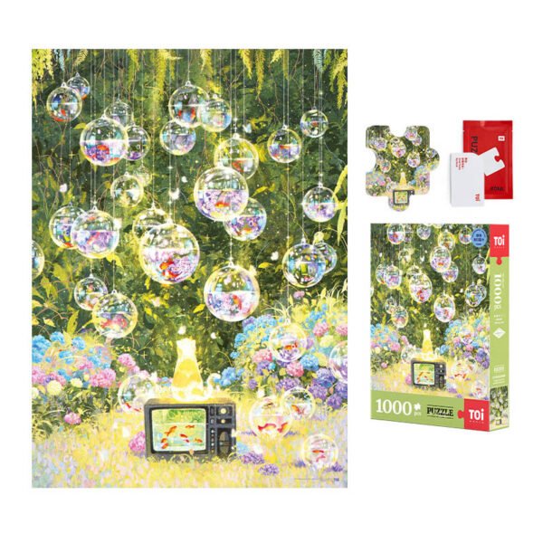 Toi-1000pcs Jigsaw Puzzle-Hydrangea Goldfish and Glass Orb