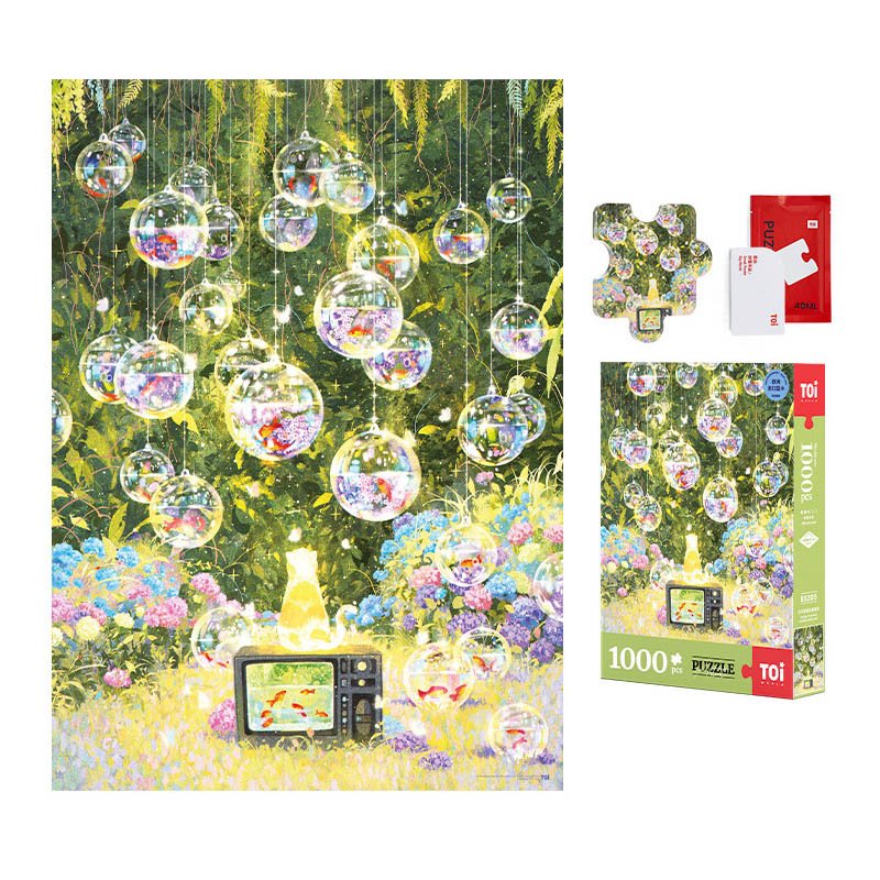 Toi-1000pcs Jigsaw Puzzle-Hydrangea Goldfish and Glass Orb