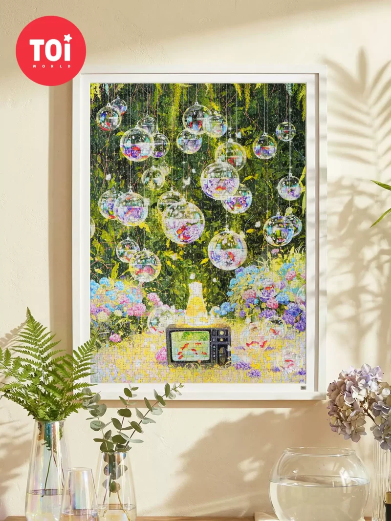 Toi-1000pcs Jigsaw Puzzle-Hydrangea Goldfish and Glass Orb
