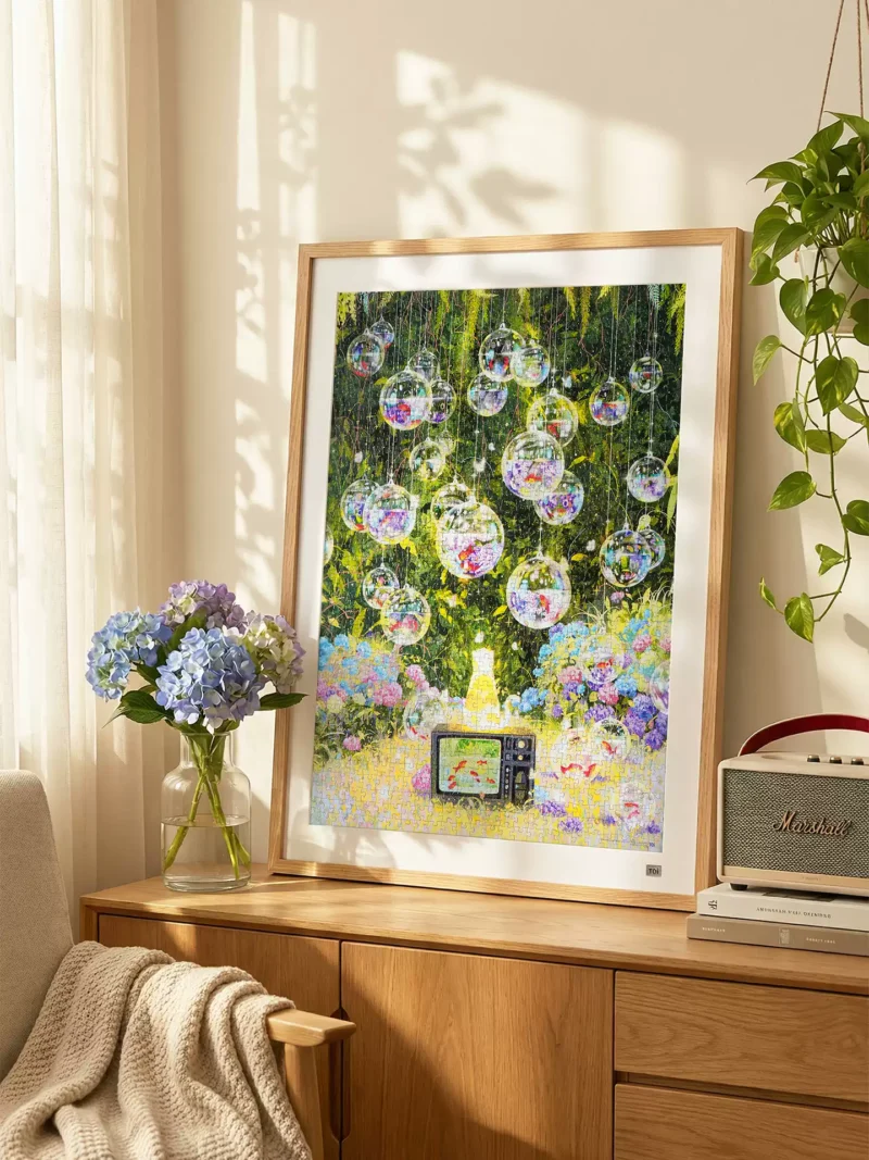 Toi-1000pcs Jigsaw Puzzle-Hydrangea Goldfish and Glass Orb