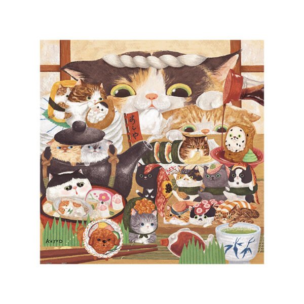 3djp/Pintoo Plastic Jigsaw Puzzles 900pcs-Cat Sushi Shop