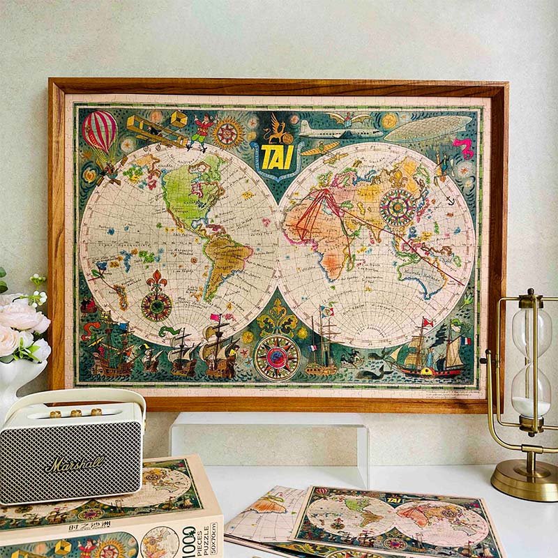 Hourglass Puzzle-Intercontinental Routes-1000pcs Jigsaw Puzzle