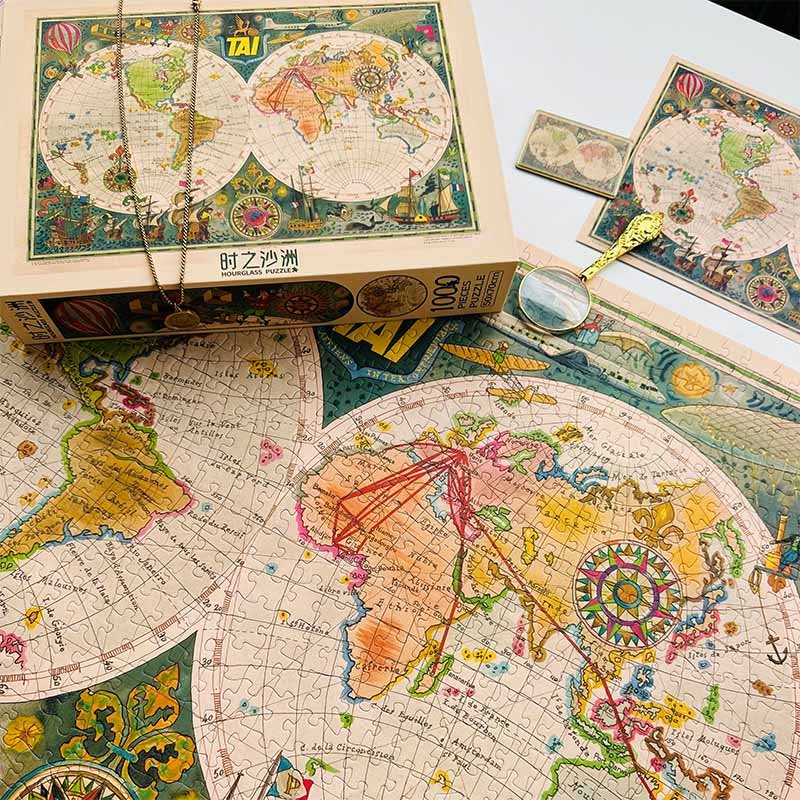 Hourglass Puzzle-Intercontinental Routes-1000pcs Jigsaw Puzzle