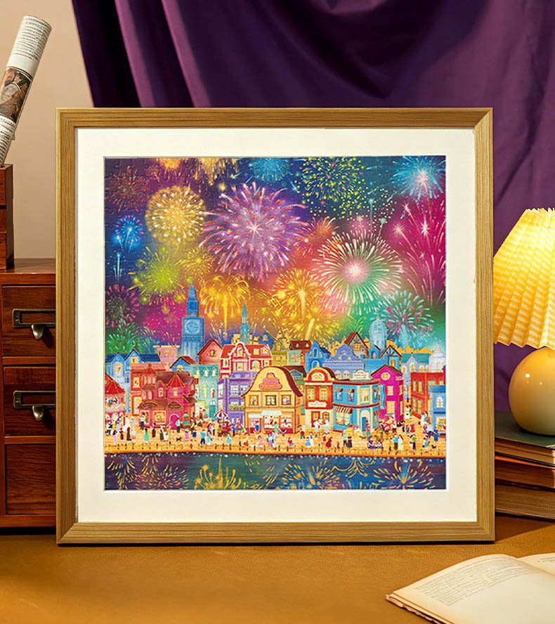 Momibook 500pcs Puzzle-Sparkling Fireworks (2) Momibook-Sparkling Fireworks-500 Piece Puzzle(Gold Foil)