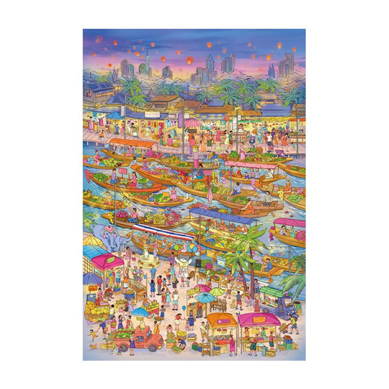 Momibook-Bangkok on the Water (2) Momibook-1000 Piece Jigsaw Puzzle-Bangkok on the Water