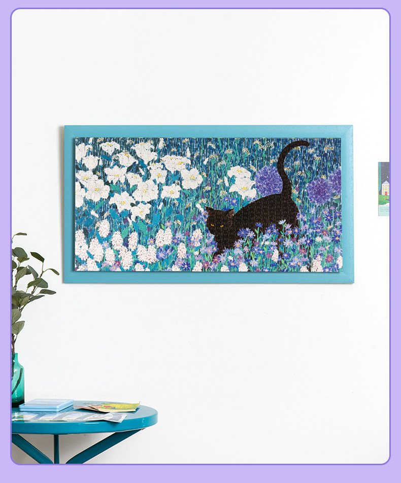 Momibook-1000 Piece Jigsaw Puzzle-Cat Among Flowers
