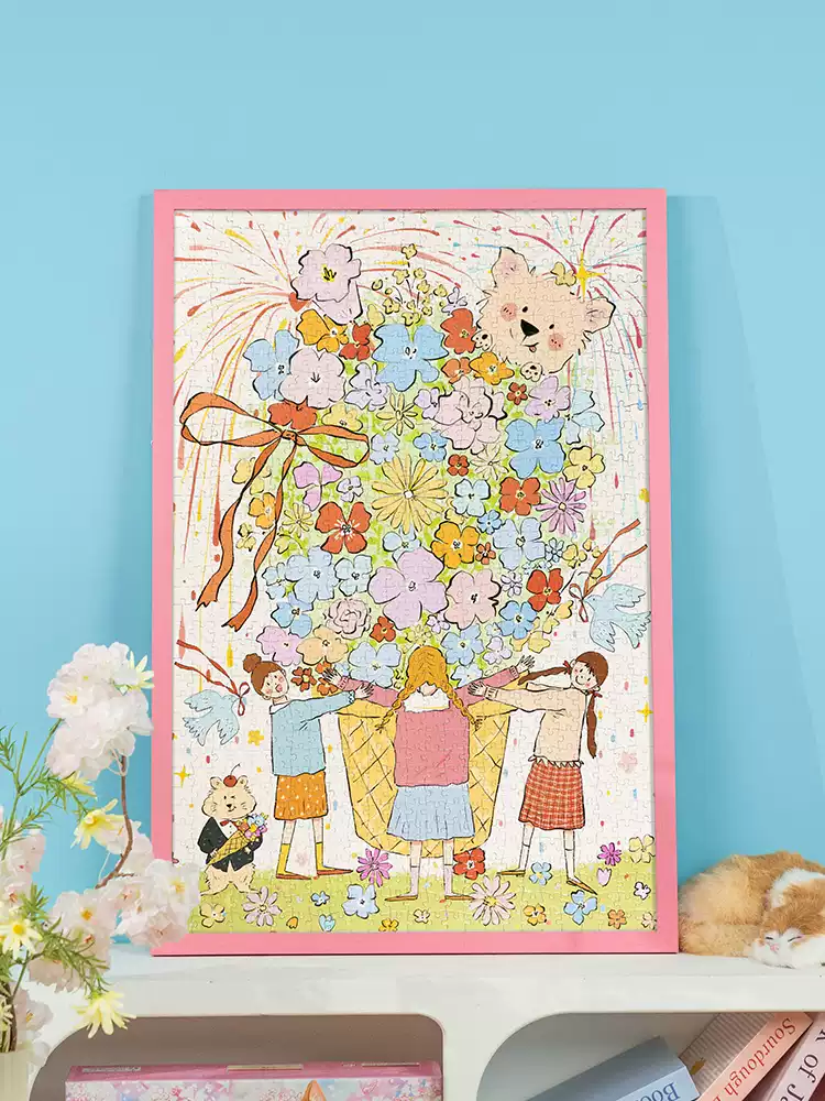 Momibook-Flowers and Friends1 Momibook-1000 Piece Jigsaw Puzzle-Flowers and Friends