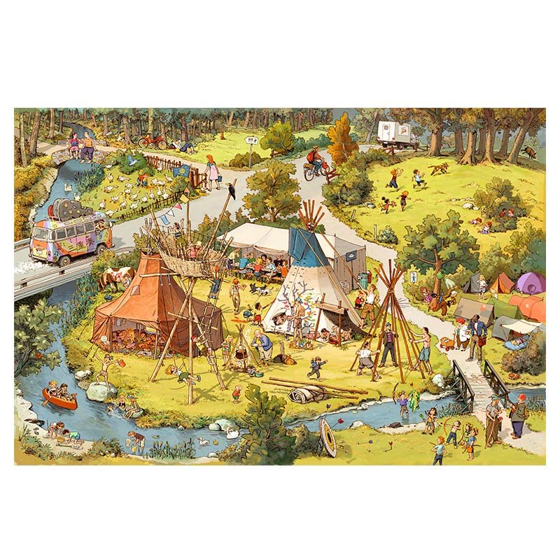 Momibook-Panoramic Visual Discovery-Busy Busy Town Series 1000pcs Puzzle-Go Camping