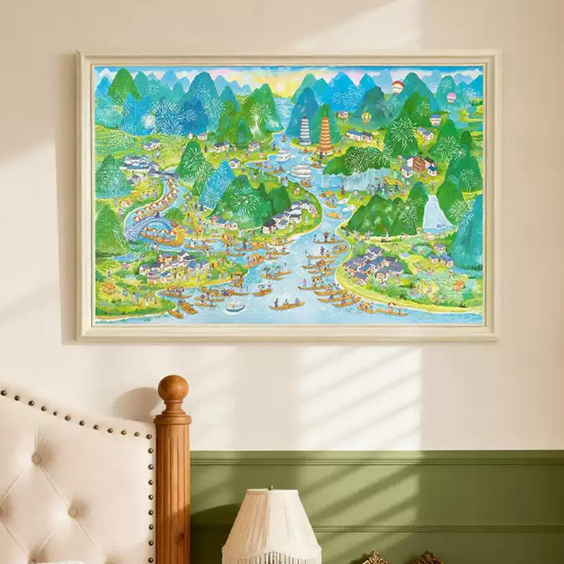 Momibook-Landscape Scroll of Yangshuo (1) Momibook-1000pcs Jigsaw Puzzle-Landscape Scroll of Yangshuo(Gold Foil)