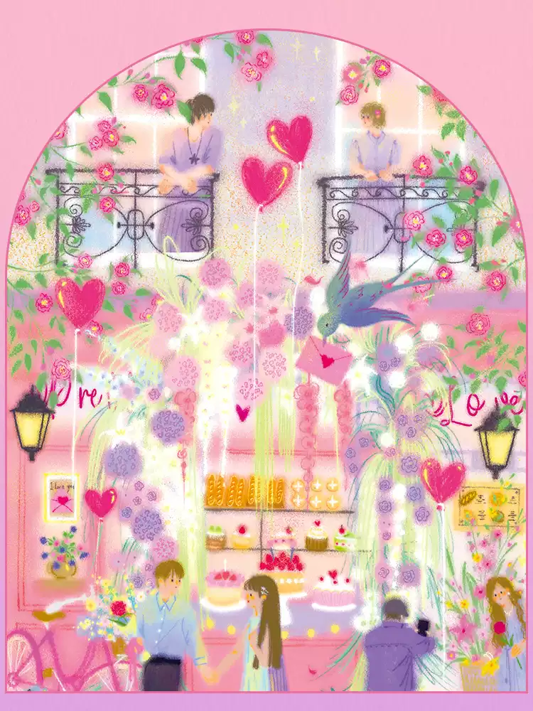Momibook-Pink Love1 Momibook-1000 Piece Jigsaw Puzzle-Pink Love(Gold Foil)