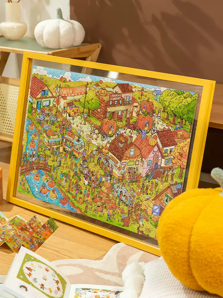 Momibook-Pumpkin Fight (1) Momibook-1000 Piece Jigsaw Puzzle-Pumpkin Carnival
