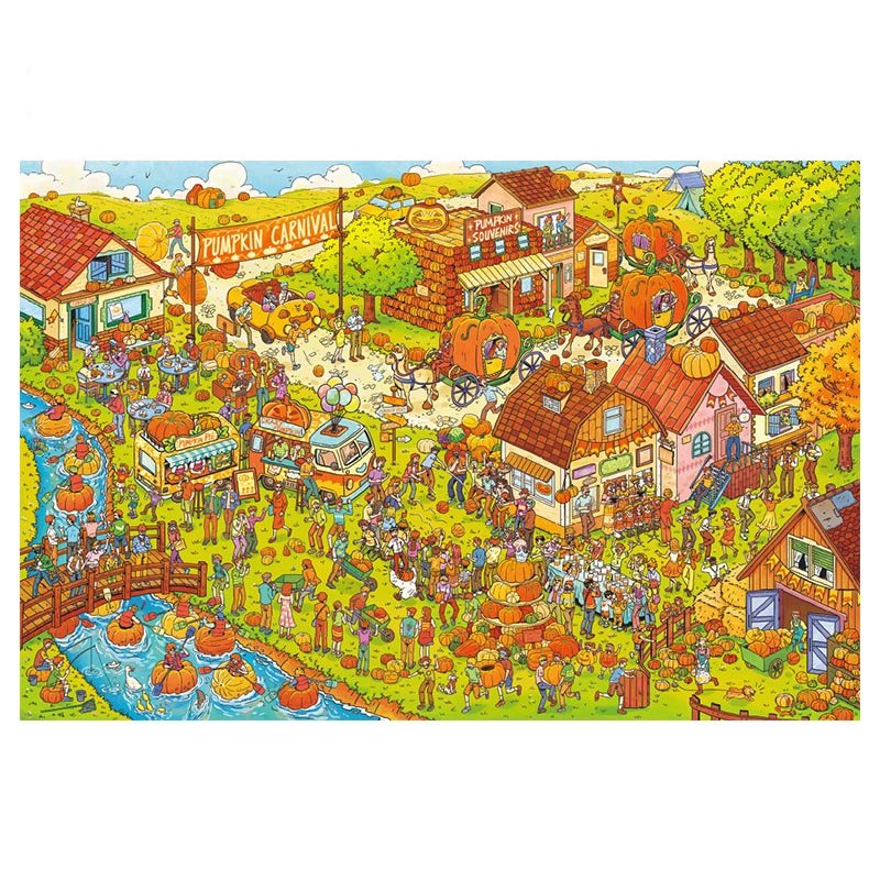 Momibook-Pumpkin Fight (4) Momibook-1000 Piece Jigsaw Puzzle-Pumpkin Carnival