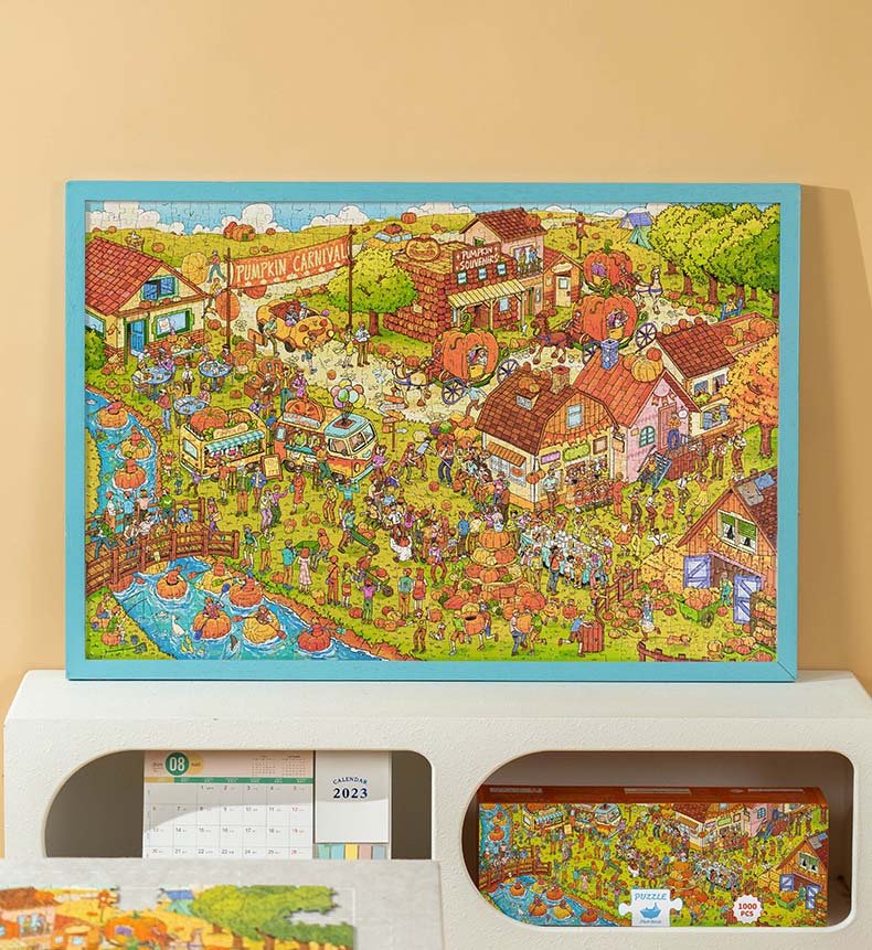 Momibook-Pumpkin Fight (5) Momibook-1000 Piece Jigsaw Puzzle-Pumpkin Carnival