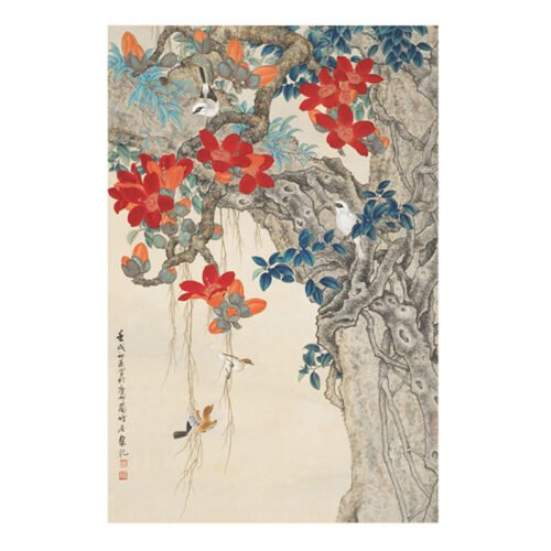 Momibook Puzzle Kit-Birds Among the Red Kapok (1) Momibook-Birds Among the Red Kapok-1000pcs Puzzle Kit