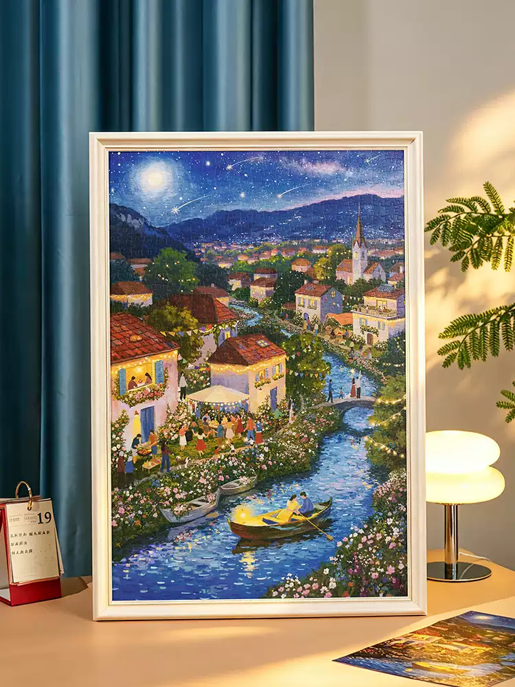 Momibook-Riverside Starlight1 Momibook-1000 Piece Jigsaw Puzzle-Riverside Starlight(Gold Foil)