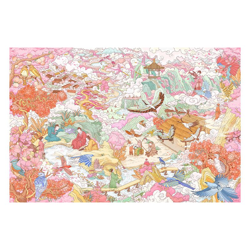Pintoo Puzzle-Rosy Mountains and Rivers (2) 3djp/Pintoo-Plastic Jigsaw Puzzles 1134pcs-Showpiece L-Rosy Mountains and Rivers