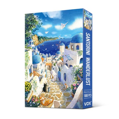 Vox-1000 Piece Puzzle-Afu Watercolor-Roaming in Santorini