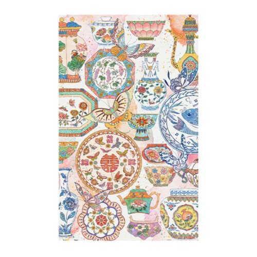 3djp Plastic Jigsaw Puzzles 1000pcs-Vibrant Butterflies Among Porcelains