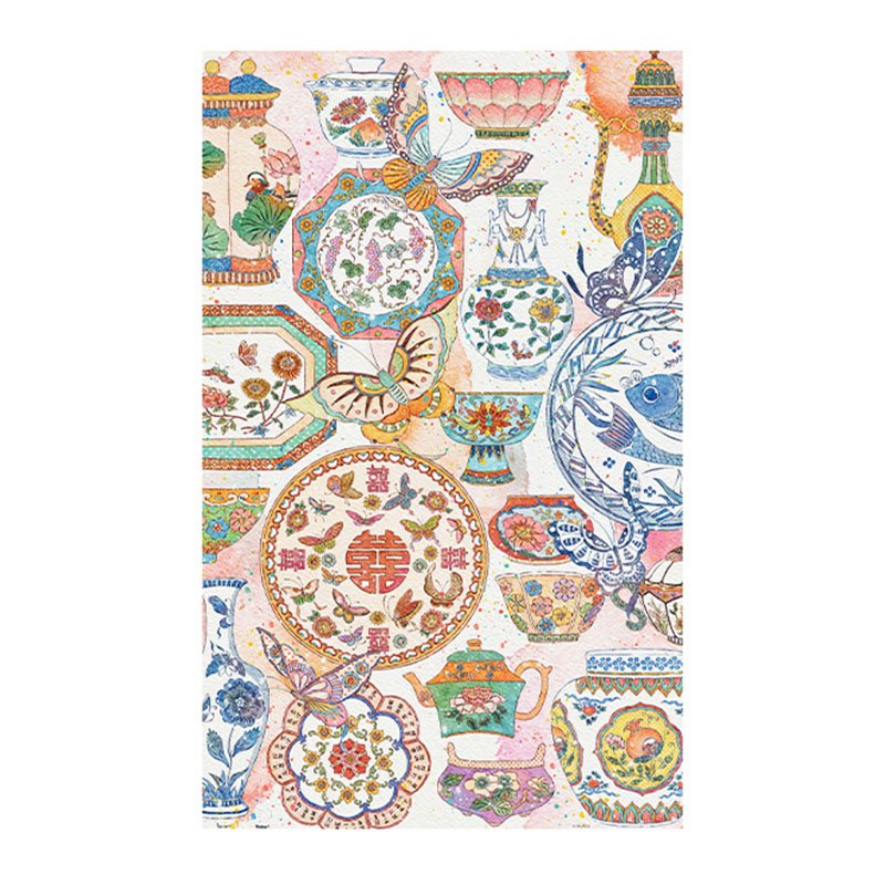 3djp Plastic Jigsaw Puzzles 1000pcs-Vibrant Butterflies Among Porcelains